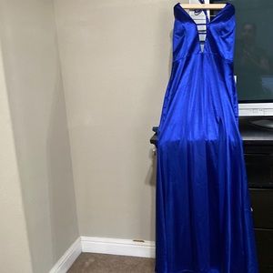 Long new dress with slit, halter, size 11